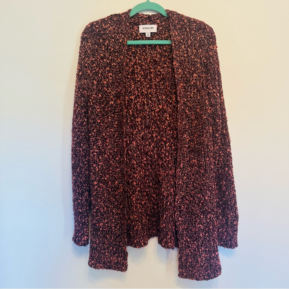 Highline Collective Women’s Chunky Knit Long  Sleeve Pink Purple Cardigan Sz S